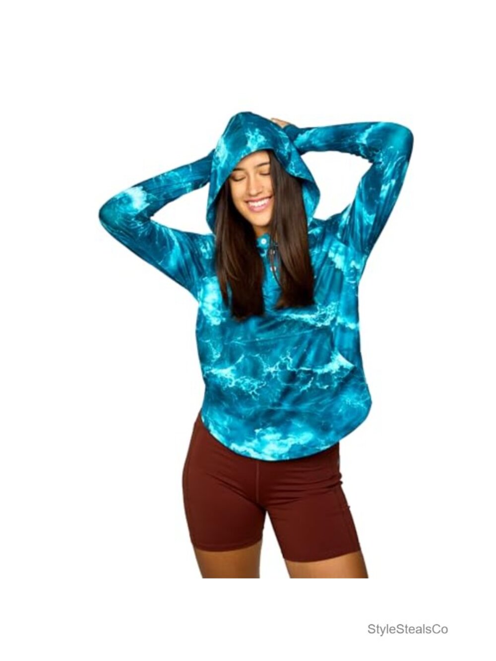 UPF 50+ Performance Hoodie Long Sleeve Fishing Hiking Sun Protection